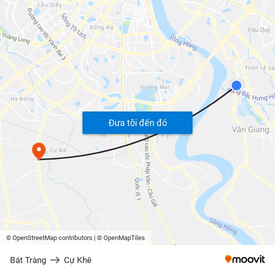 Bát Tràng to Cự Khê map