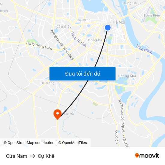 Cửa Nam to Cự Khê map