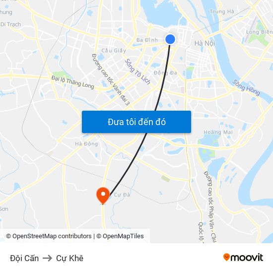 Đội Cấn to Cự Khê map