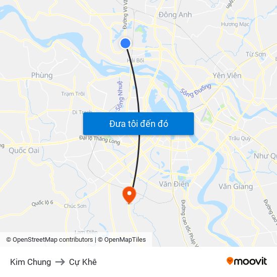 Kim Chung to Cự Khê map