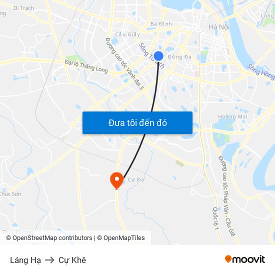 Láng Hạ to Cự Khê map