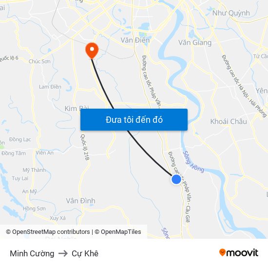 Minh Cường to Cự Khê map