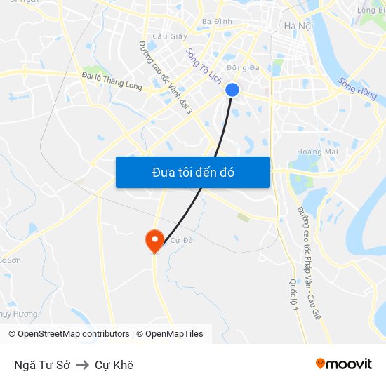 Ngã Tư Sở to Cự Khê map
