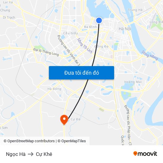 Ngọc Hà to Cự Khê map
