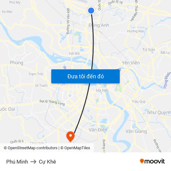 Phú Minh to Cự Khê map