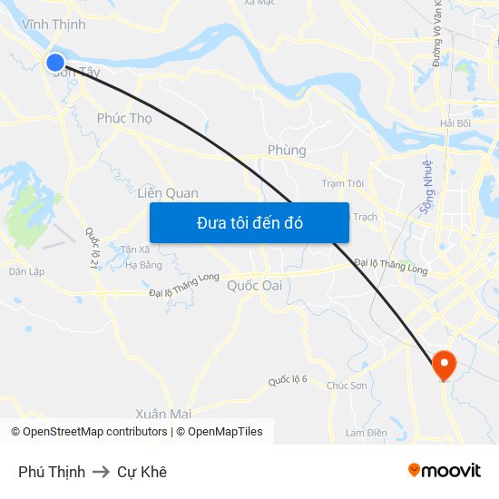 Phú Thịnh to Cự Khê map