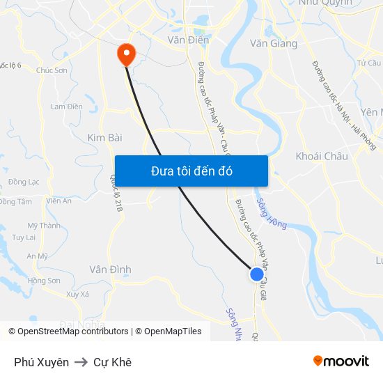 Phú Xuyên to Cự Khê map