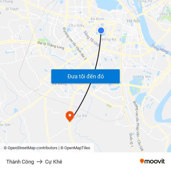 Thành Công to Cự Khê map