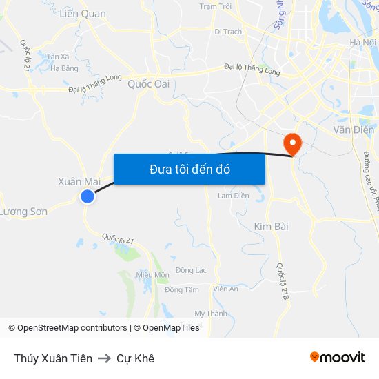 Thủy Xuân Tiên to Cự Khê map