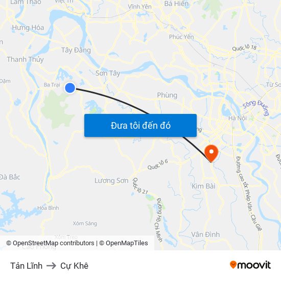 Tản Lĩnh to Cự Khê map