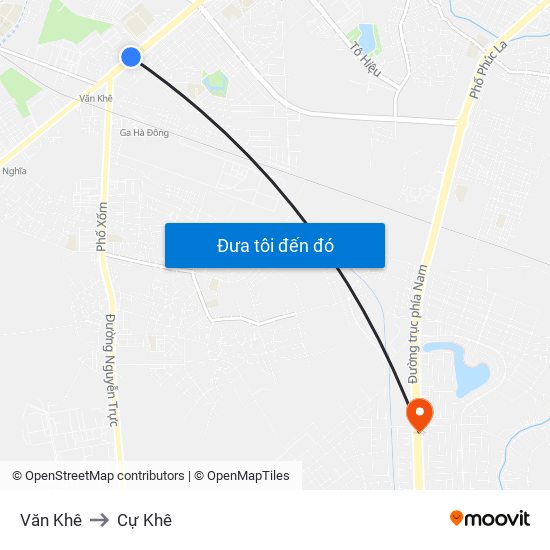 Văn Khê to Cự Khê map