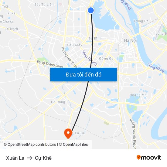 Xuân La to Cự Khê map
