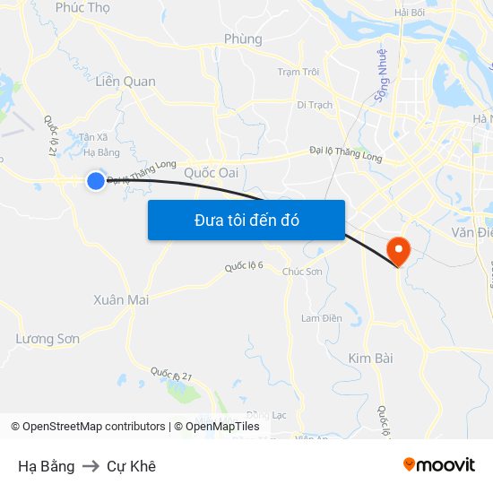 Hạ Bằng to Cự Khê map