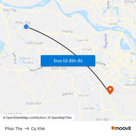 Phúc Thọ to Cự Khê map