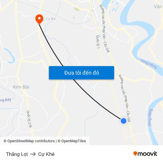 Thắng Lợi to Cự Khê map