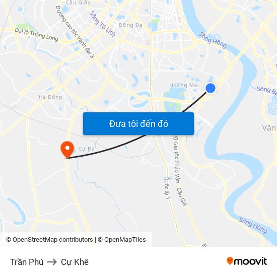 Trần Phú to Cự Khê map