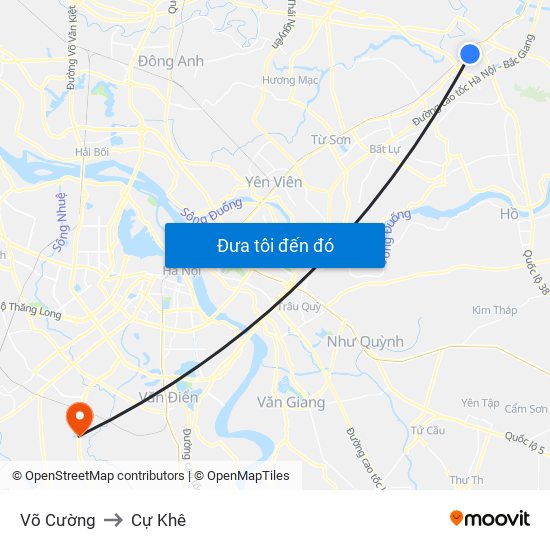 Võ Cường to Cự Khê map
