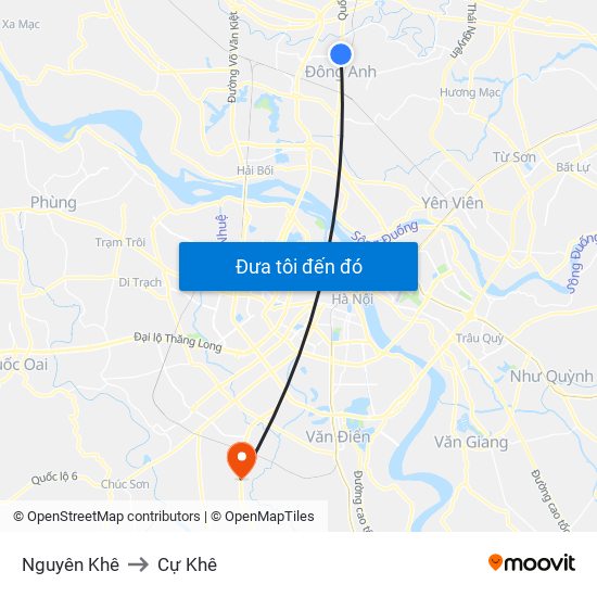 Nguyên Khê to Cự Khê map