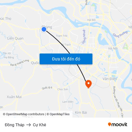 Đồng Tháp to Cự Khê map