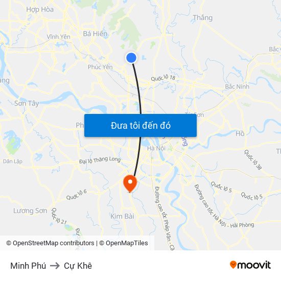 Minh Phú to Cự Khê map