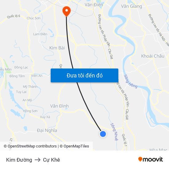 Kim Đường to Cự Khê map