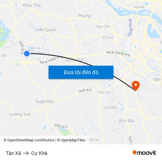 Tân Xã to Cự Khê map