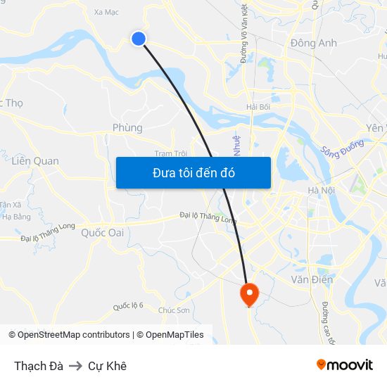 Thạch Đà to Cự Khê map