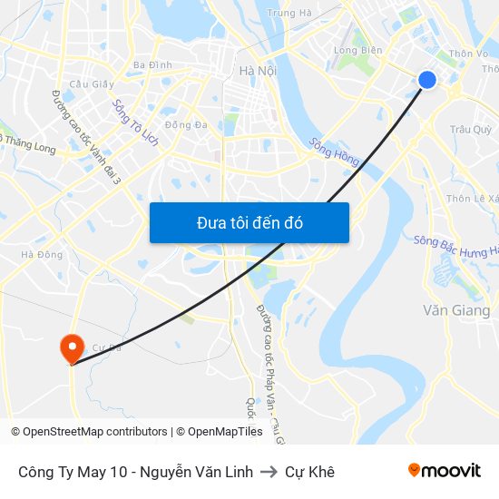 Công Ty May 10 - Nguyễn Văn Linh to Cự Khê map