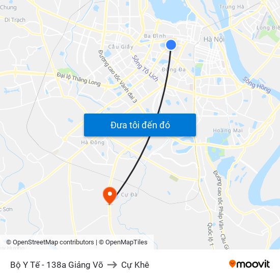 Bộ Y Tế - 138a Giảng Võ to Cự Khê map