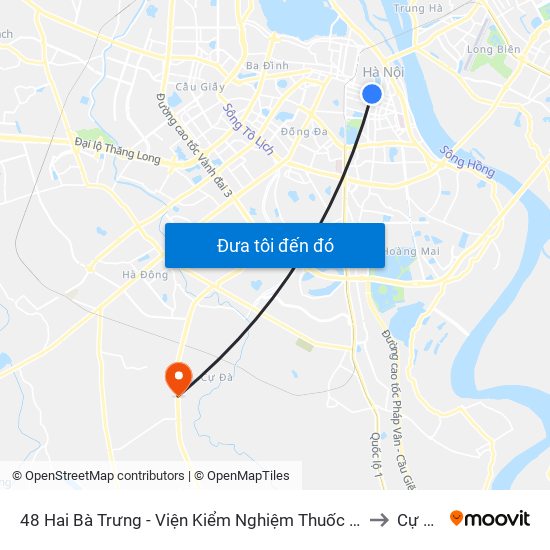 48 Hai Bà Trưng - Viện Kiểm Nghiệm Thuốc Trung Ương to Cự Khê map