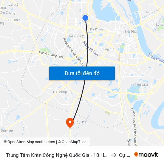 Trung Tâm Khtn Công Nghệ Quốc Gia - 18 Hoàng Quốc Việt to Cự Khê map