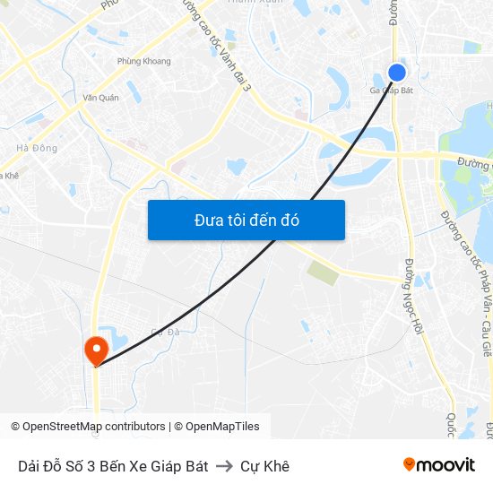 Dải Đỗ Số 3 Bến Xe Giáp Bát to Cự Khê map