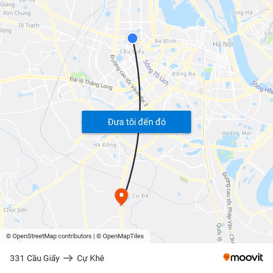 331 Cầu Giấy to Cự Khê map