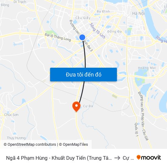 Ngã 4 Phạm Hùng - Khuất Duy Tiến (Trung Tâm Hội Nghị Quốc Gia) to Cự Khê map