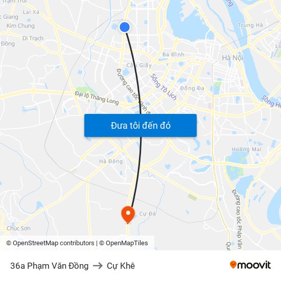 36a Phạm Văn Đồng to Cự Khê map