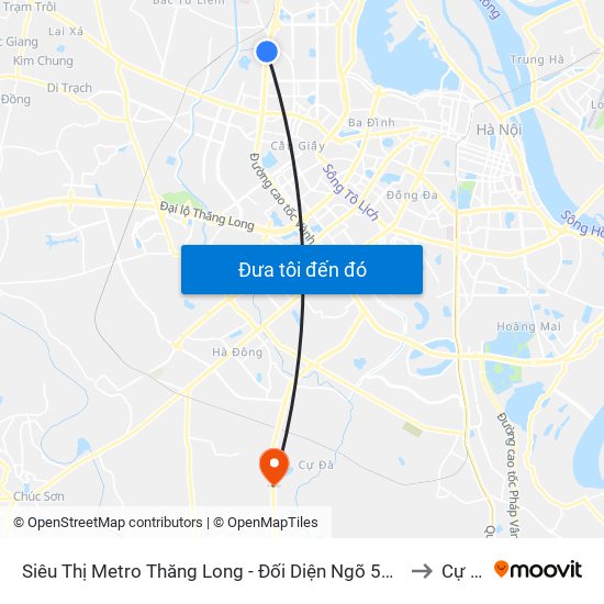 Siêu Thị Metro Thăng Long - Đối Diện Ngõ 599 Phạm Văn Đồng to Cự Khê map
