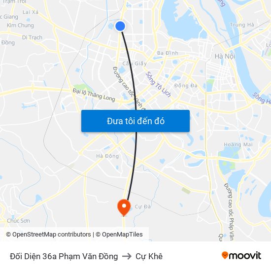 Đối Diện 36a Phạm Văn Đồng to Cự Khê map