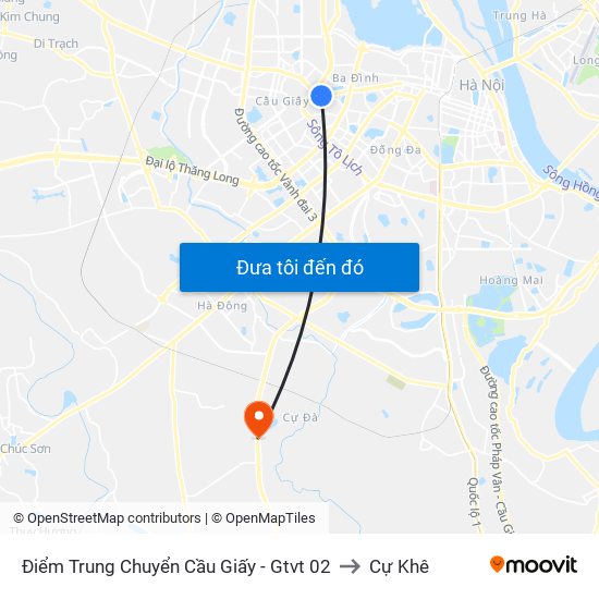 Điểm Trung Chuyển Cầu Giấy - Gtvt 02 to Cự Khê map