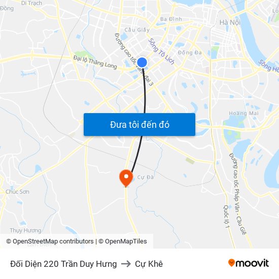 Đối Diện 220 Trần Duy Hưng to Cự Khê map