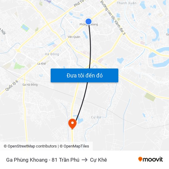 Ga Phùng Khoang - 81 Trần Phú to Cự Khê map