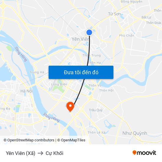 Yên Viên (Xã) to Cự Khối map