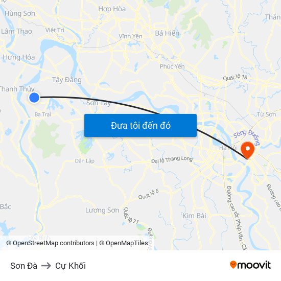 Sơn Đà to Cự Khối map