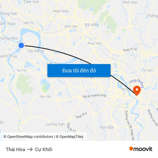 Thái Hòa to Cự Khối map