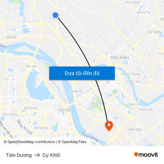 Tiên Dương to Cự Khối map