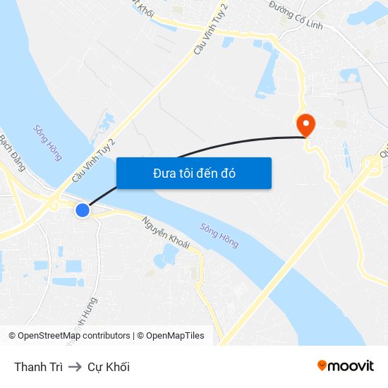 Thanh Trì to Cự Khối map