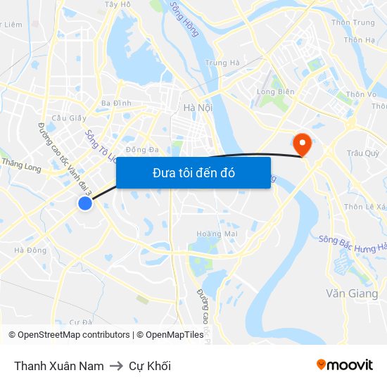 Thanh Xuân Nam to Cự Khối map