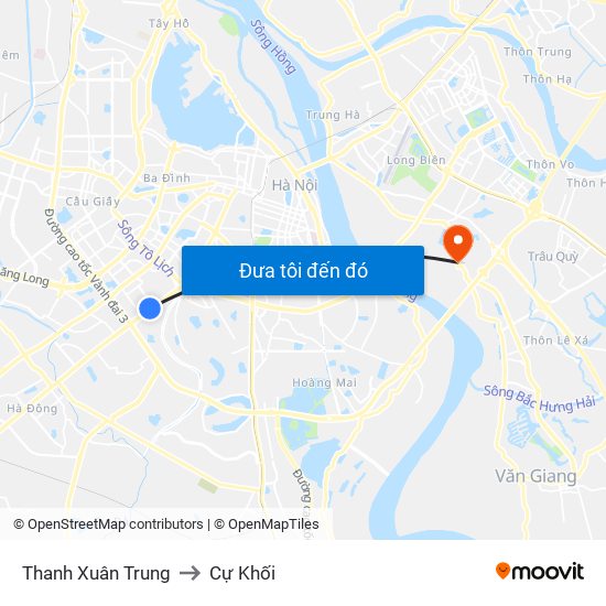 Thanh Xuân Trung to Cự Khối map