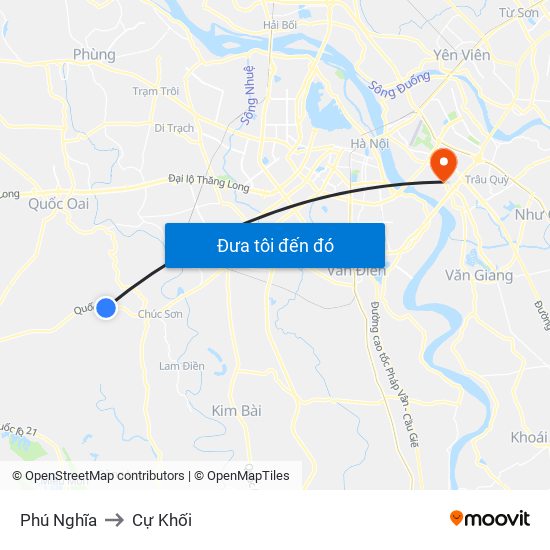 Phú Nghĩa to Cự Khối map