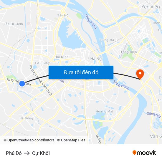 Phú Đô to Cự Khối map