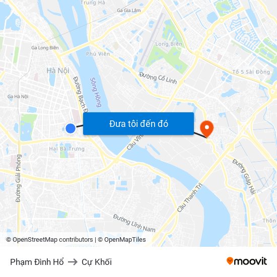 Phạm Đình Hổ to Cự Khối map